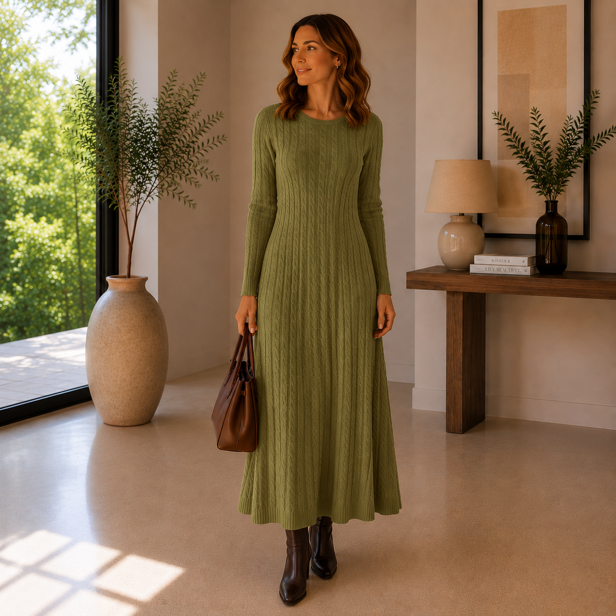Elara | Cable Knit Maxi Dress