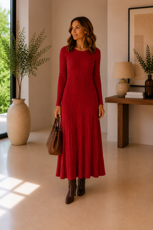 Elara | Cable Knit Maxi Dress