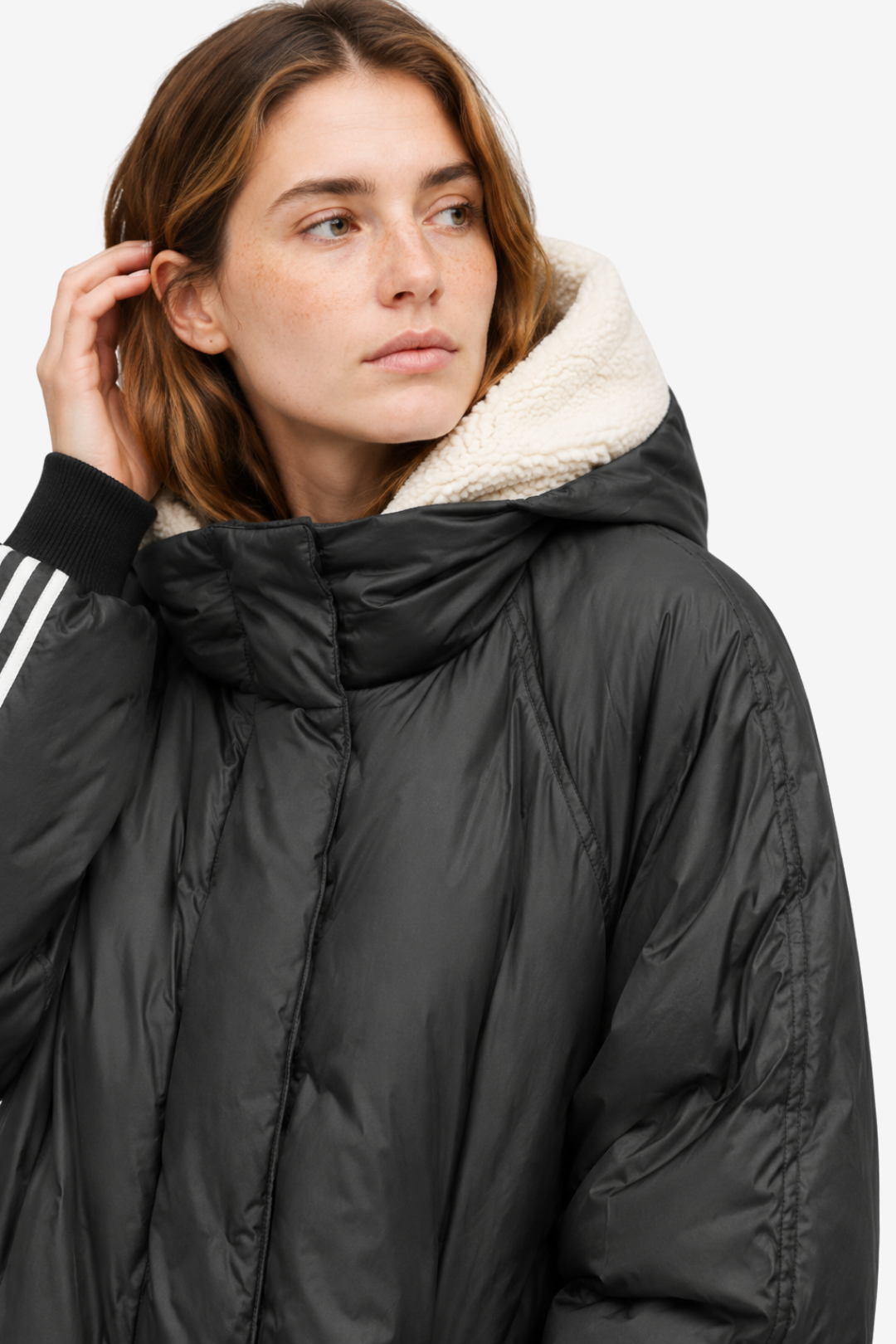 Elena | Sherpa Lined Hooded Long Puffer Coat