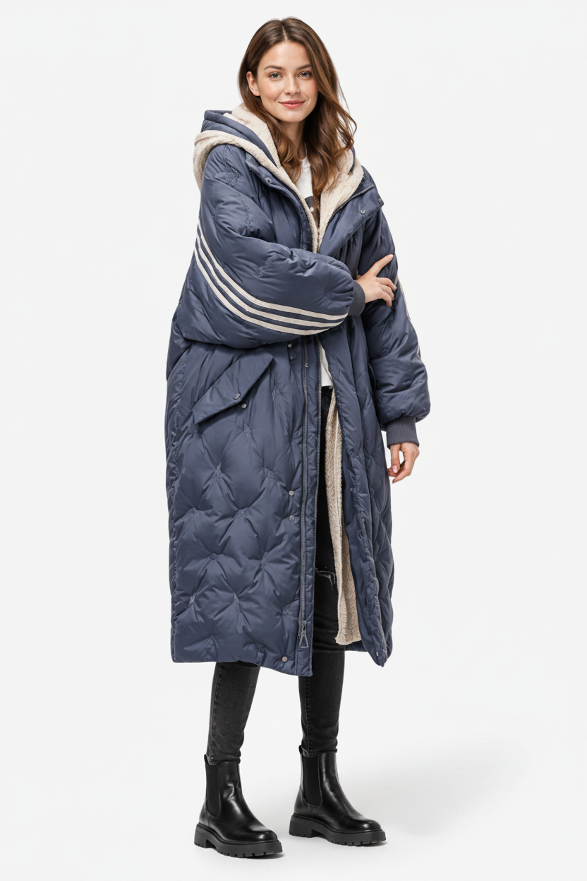 Elena | Sherpa Lined Hooded Long Puffer Coat