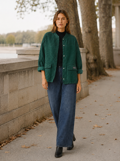 Elera | Oversized Textured Button Up Jacket