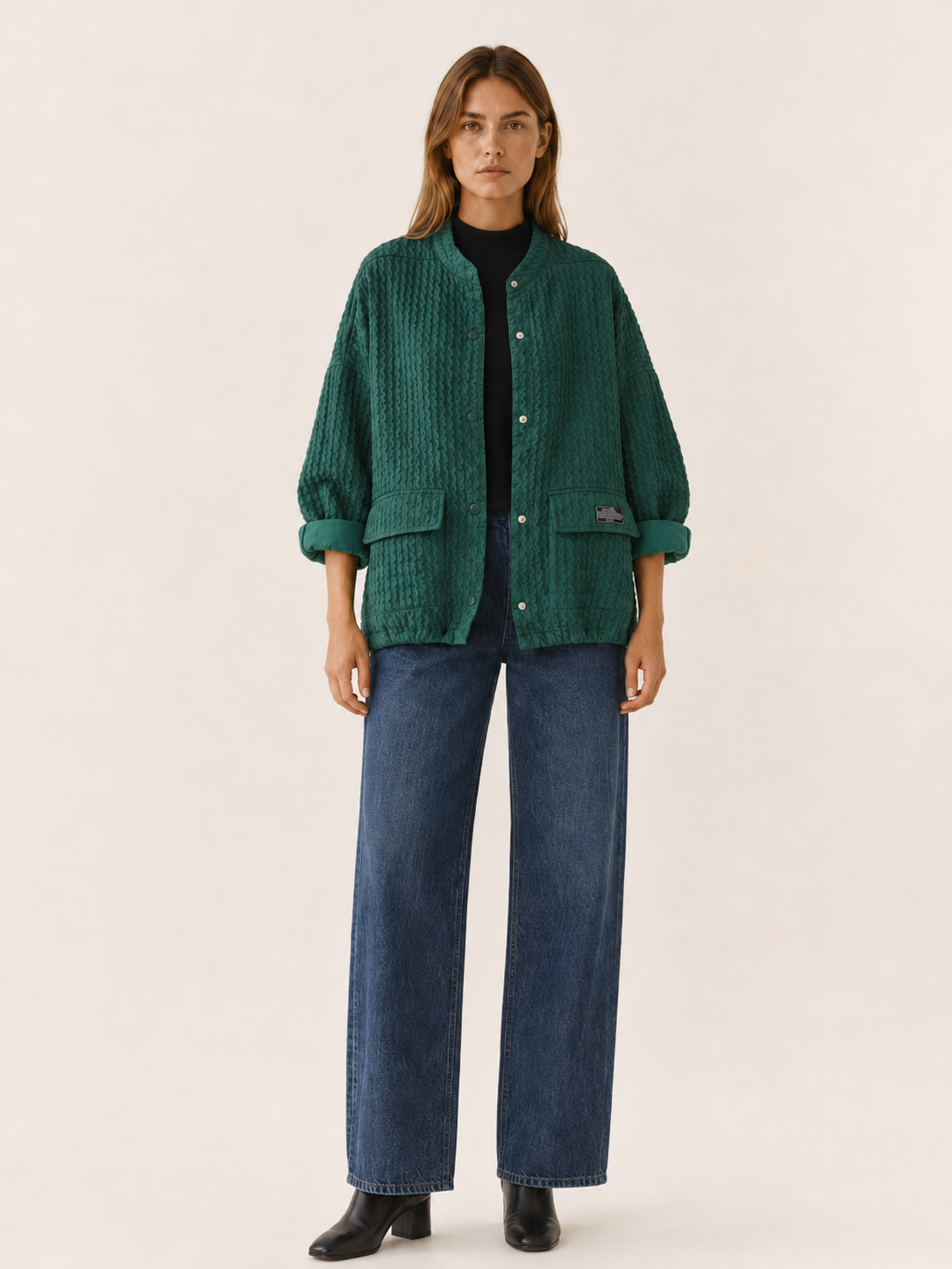 Elera | Oversized Textured Button Up Jacket