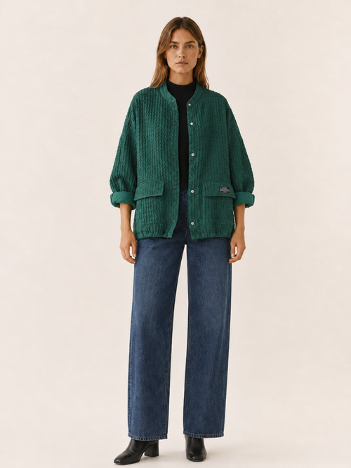 Elera | Oversized Textured Button Up Jacket