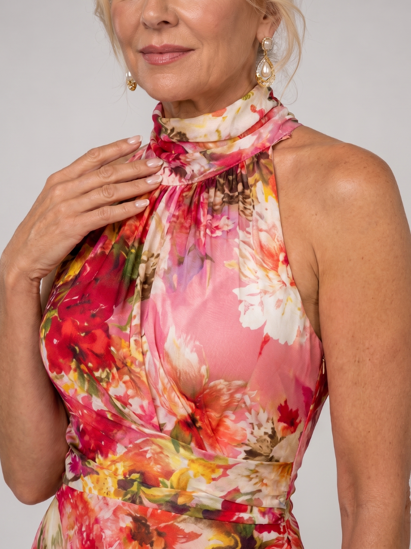Elisabeth | Halter Neck Floral Print Maxi Dress