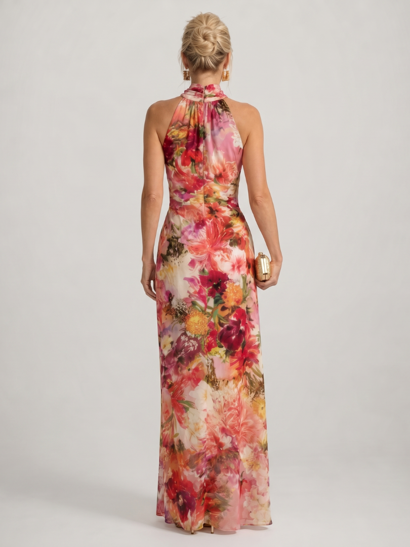 Elisabeth | Halter Neck Floral Print Maxi Dress