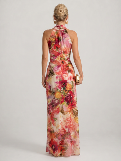 Elisabeth | Halter Neck Floral Print Maxi Dress