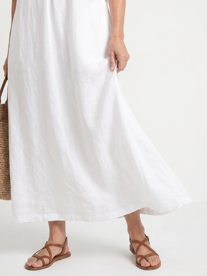 Ella | Ruffle Trim Sleeveless Neck Midi Dress
