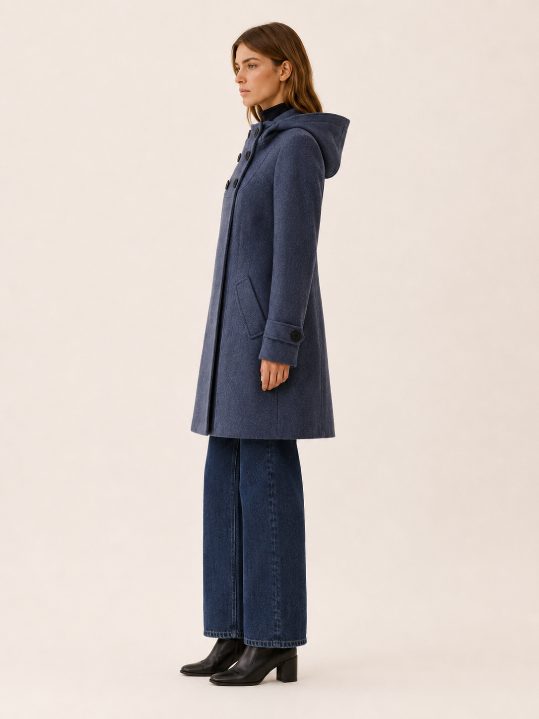 Elodie | Hooded Double Breasted Long Coat