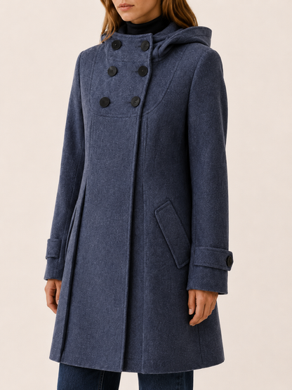 Elodie | Hooded Double Breasted Long Coat