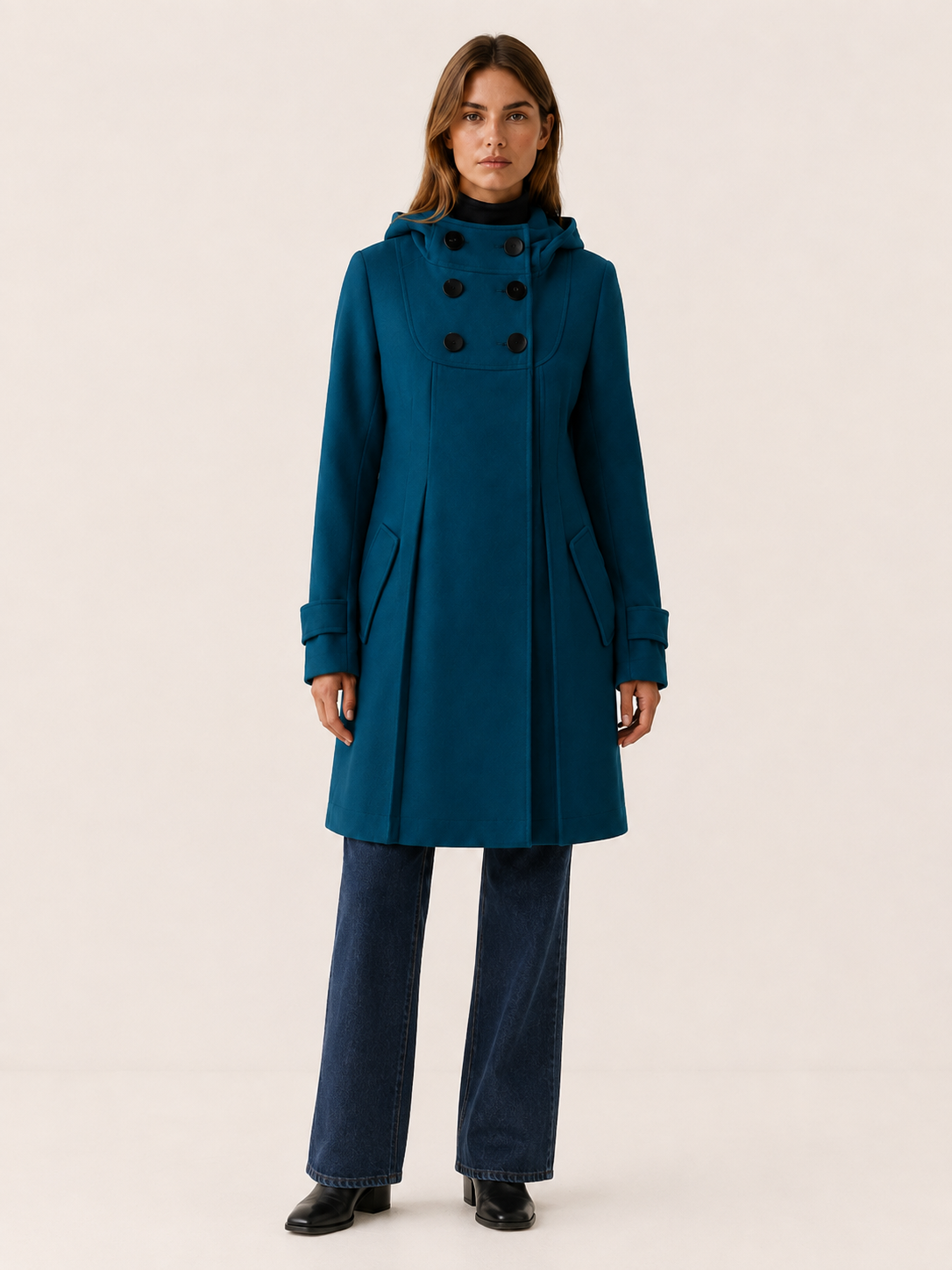 Elodie | Hooded Double Breasted Long Coat