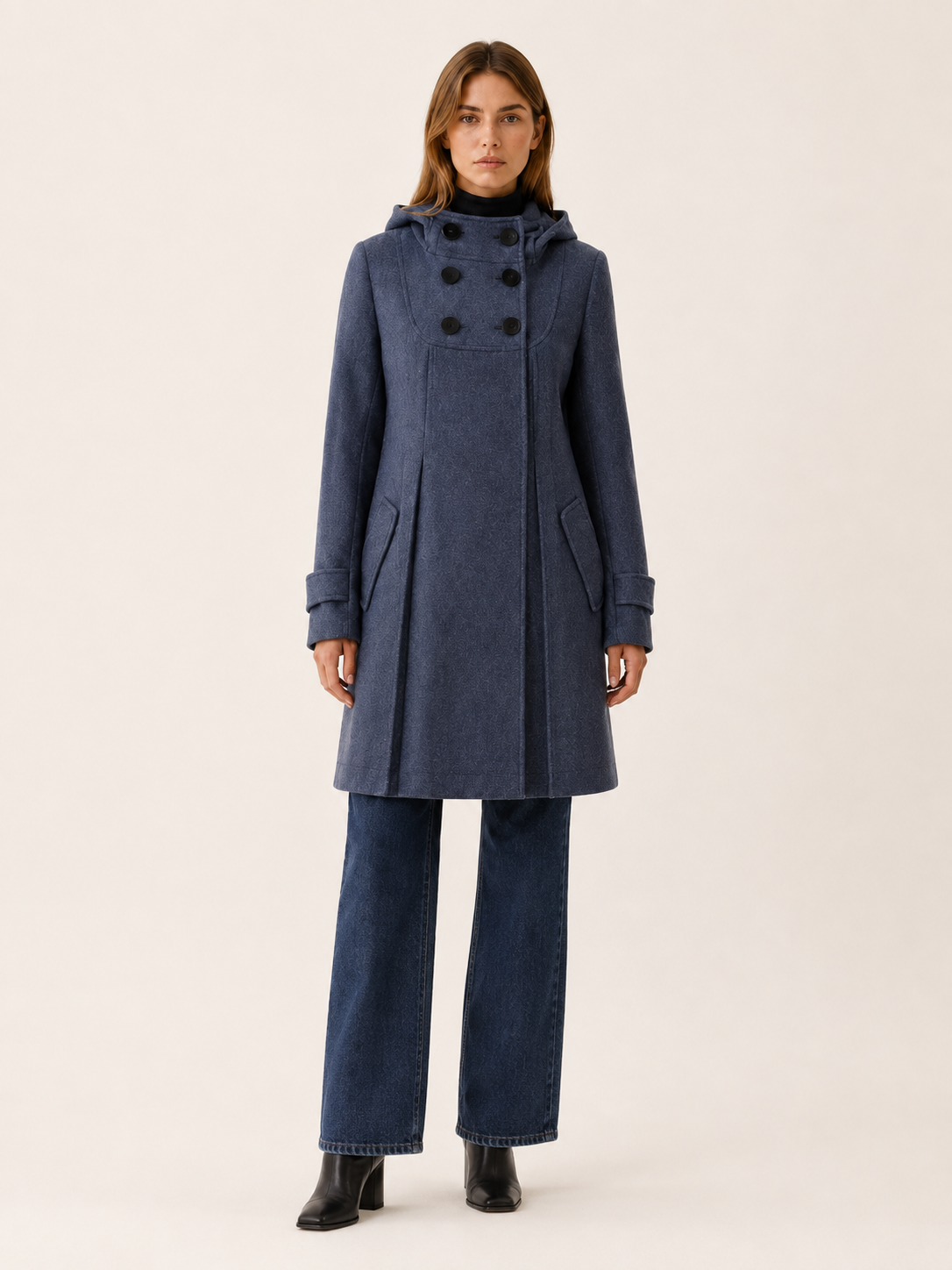 Elodie | Hooded Double Breasted Long Coat