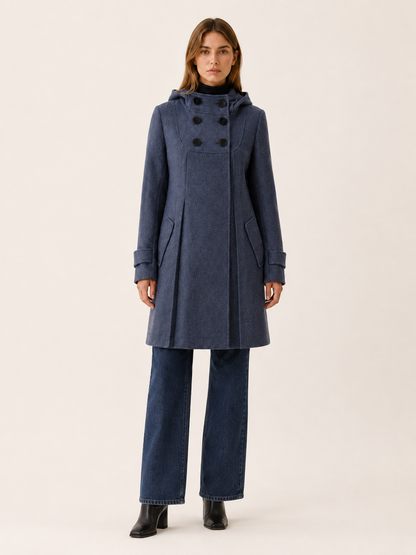 Elodie | Hooded Double Breasted Long Coat