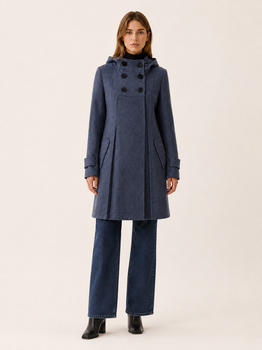 Elodie | Hooded Double Breasted Long Coat