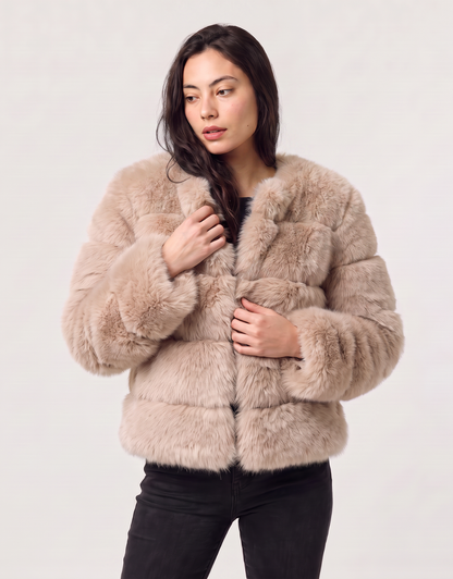 Elodie | Panelled Faux Fur Jacket