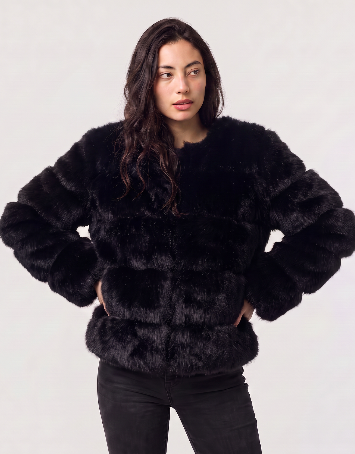 Elodie | Panelled Faux Fur Jacket