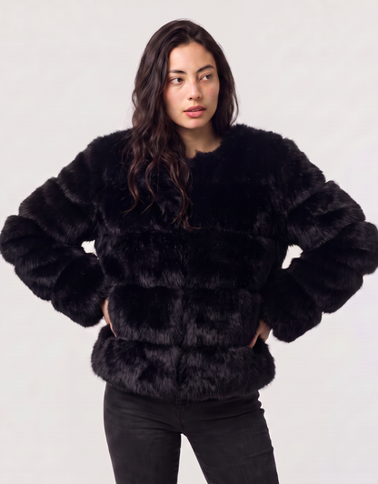 Elodie | Panelled Faux Fur Jacket