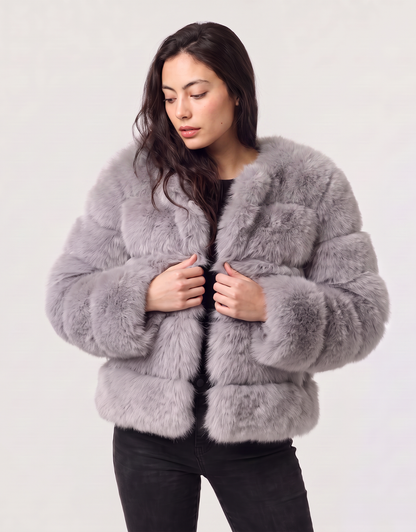 Elodie | Panelled Faux Fur Jacket