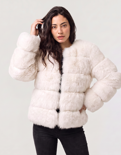 Elodie | Panelled Faux Fur Jacket