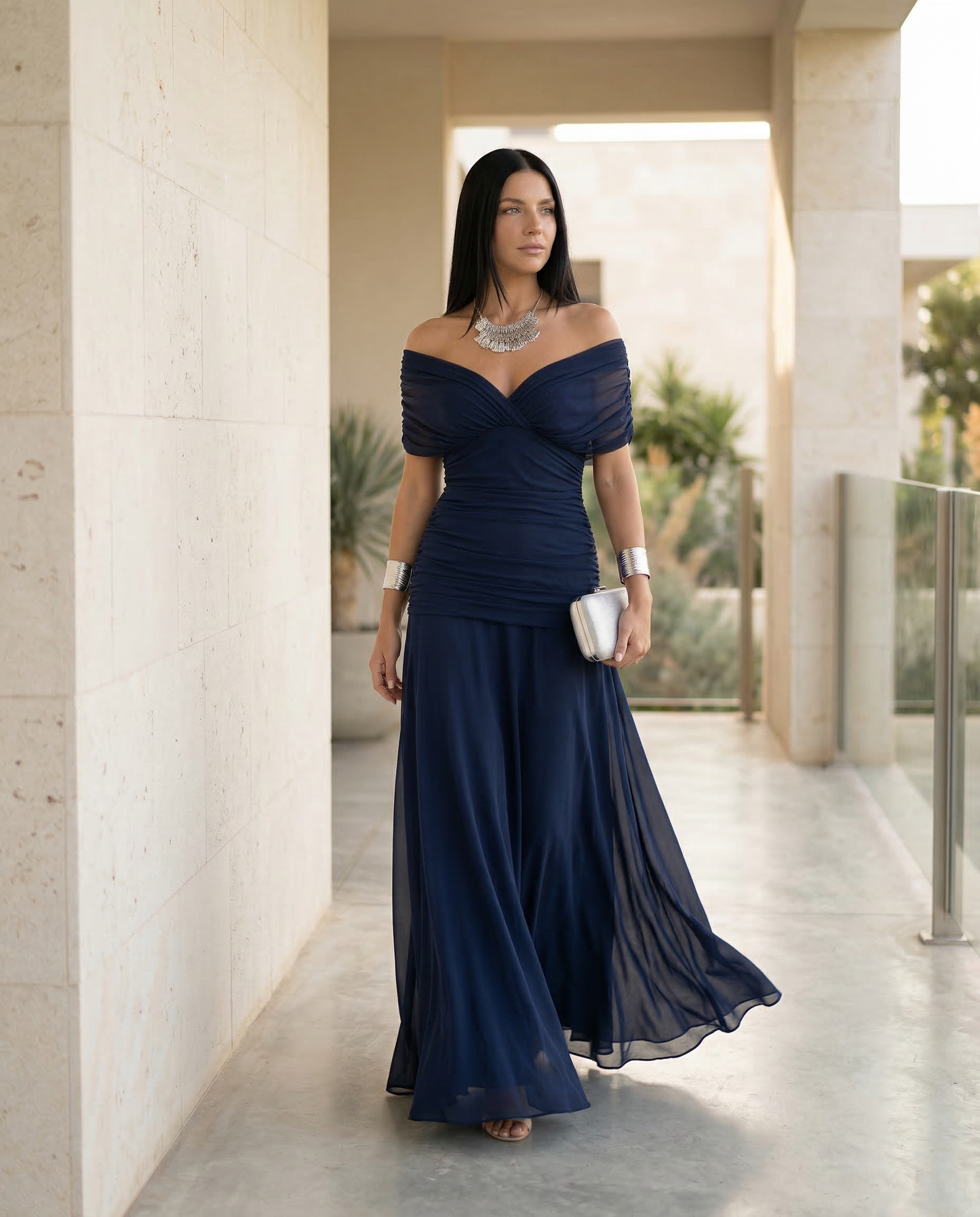 Eloria Draped V-Neck Maxi Dress