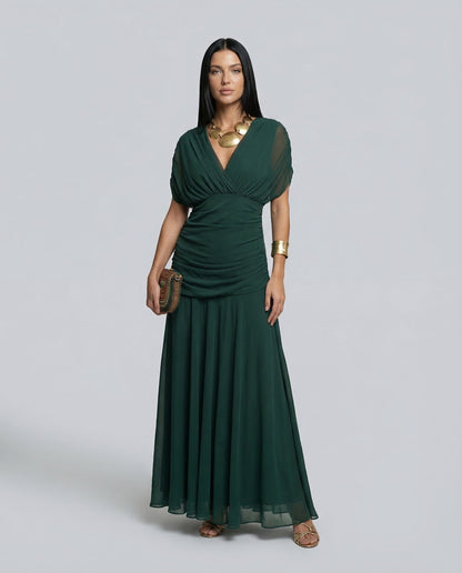 Eloria Draped V-Neck Maxi Dress