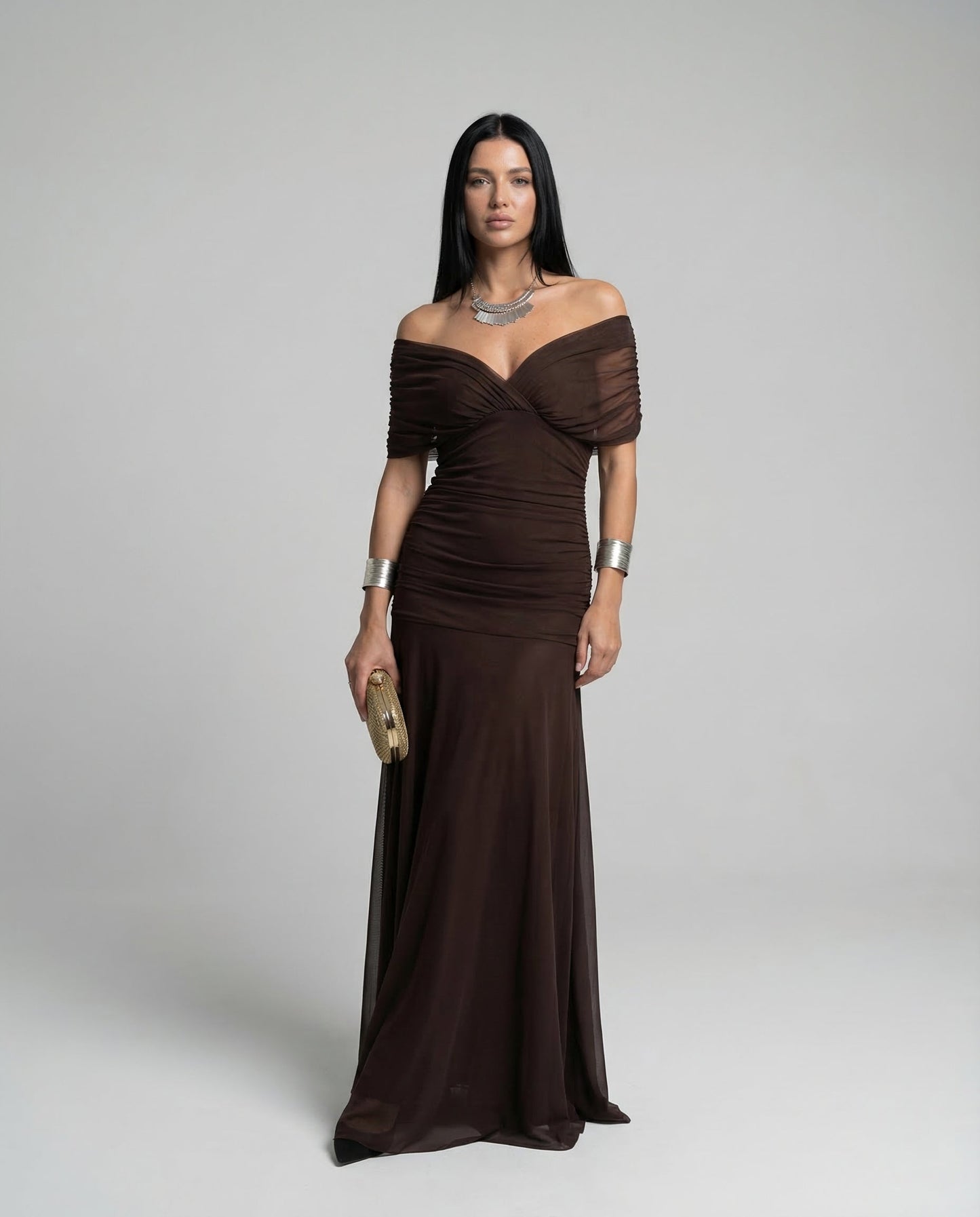Eloria Draped V-Neck Maxi Dress