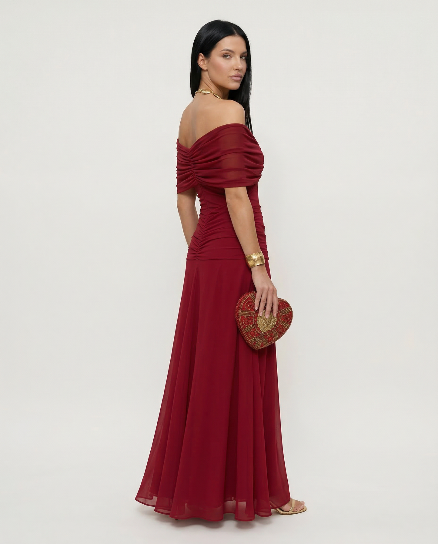 Eloria Draped V-Neck Maxi Dress