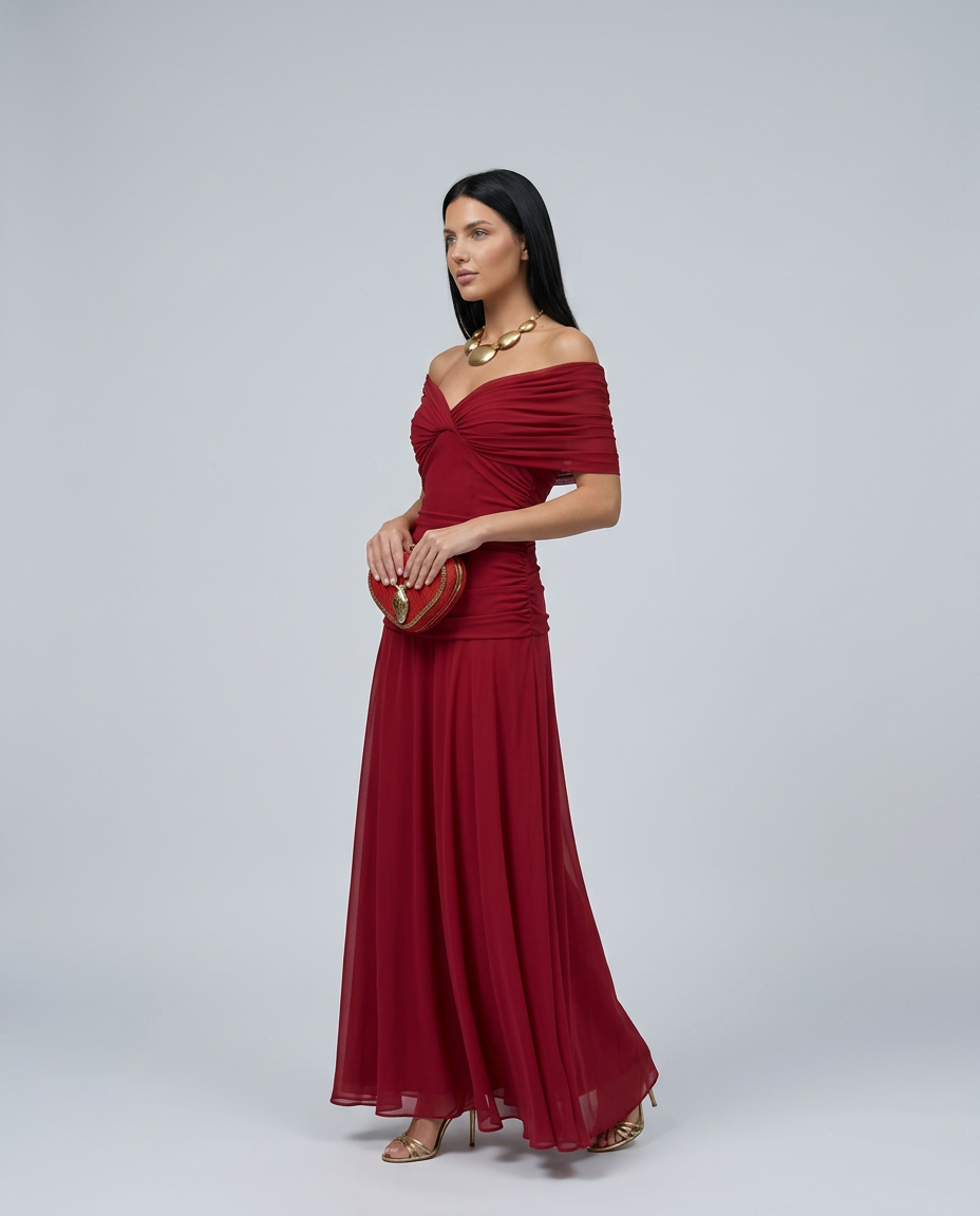 Eloria Draped V-Neck Maxi Dress