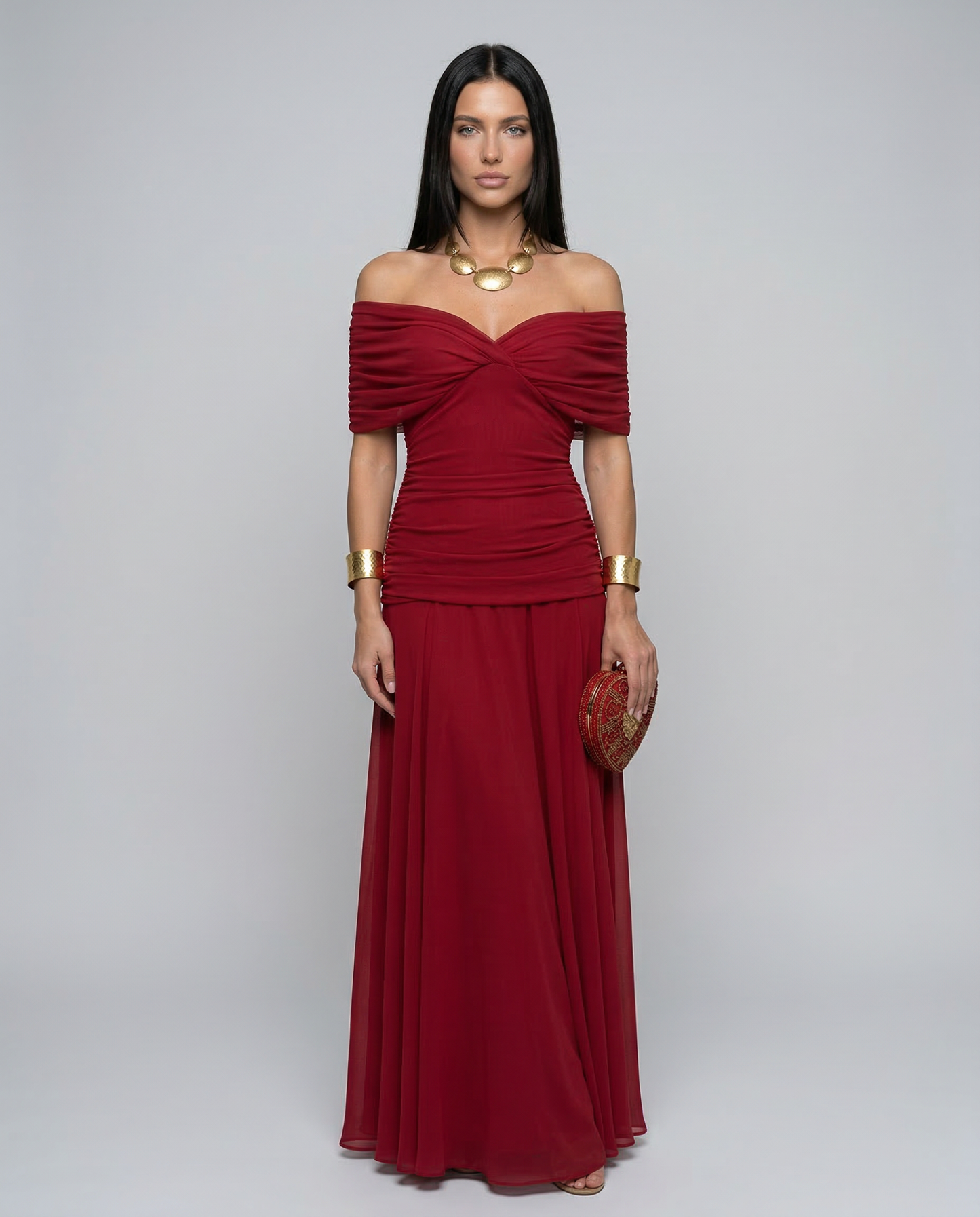 Eloria Draped V-Neck Maxi Dress