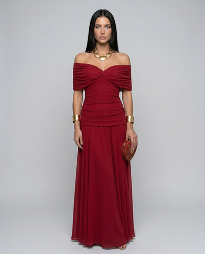 Eloria Draped V-Neck Maxi Dress