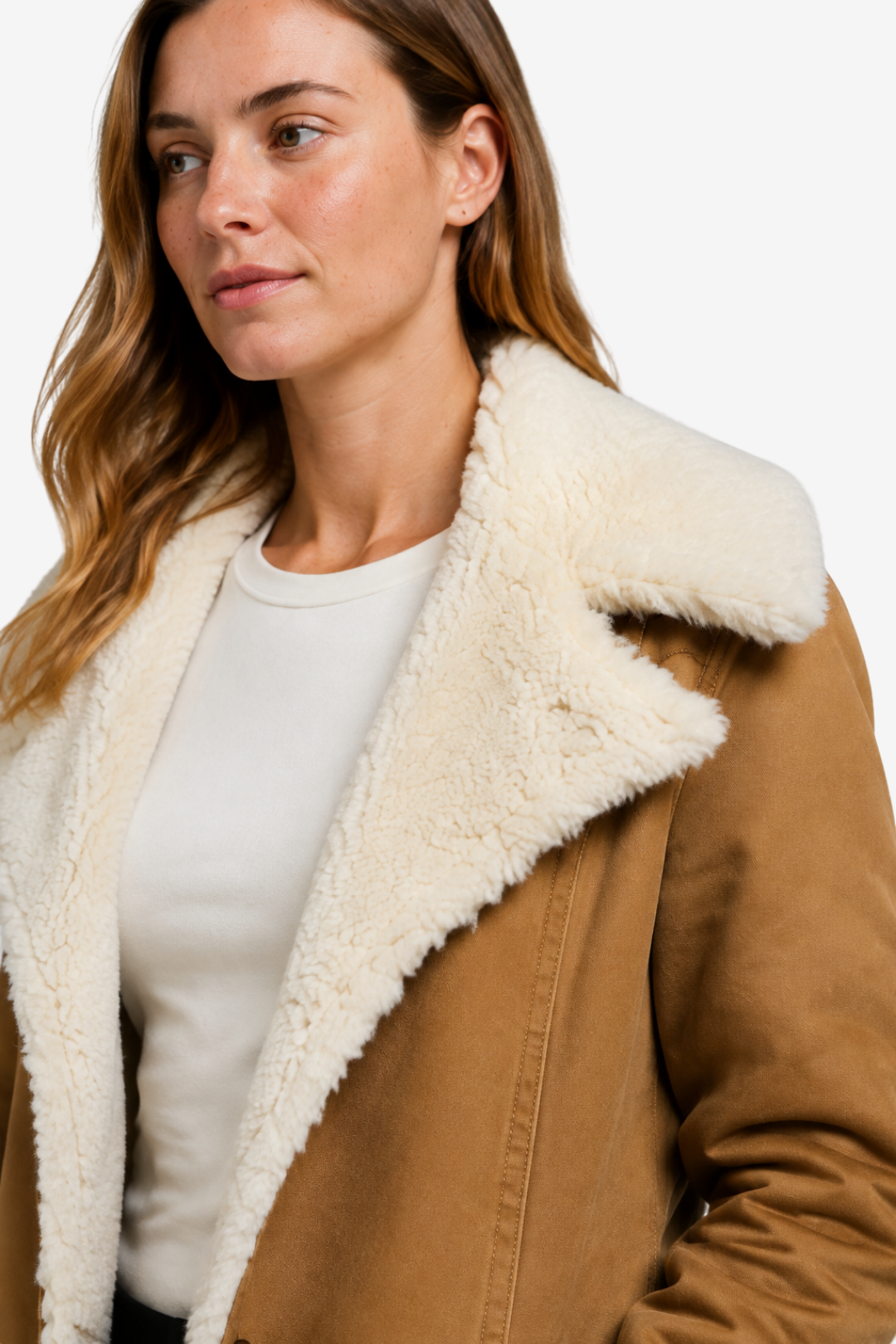 Elowen | Faux Suede Shearling Long Coat