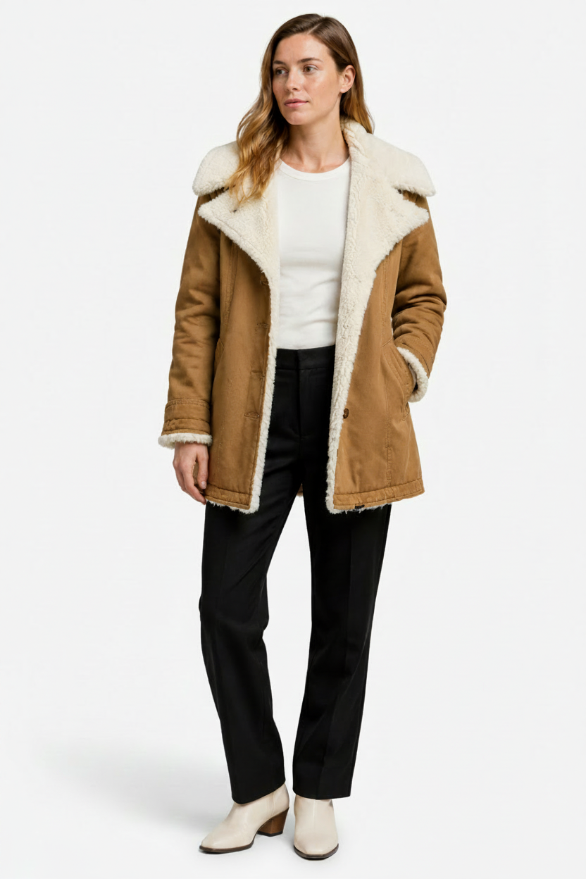 Elowen | Faux Suede Shearling Long Coat
