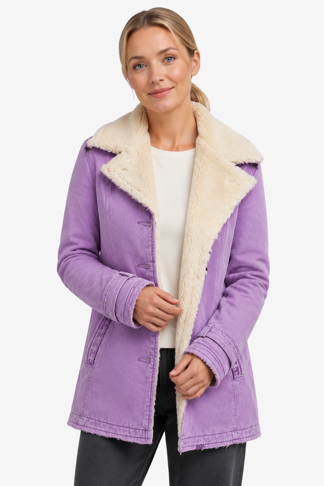 Elowen | Faux Suede Shearling Long Coat