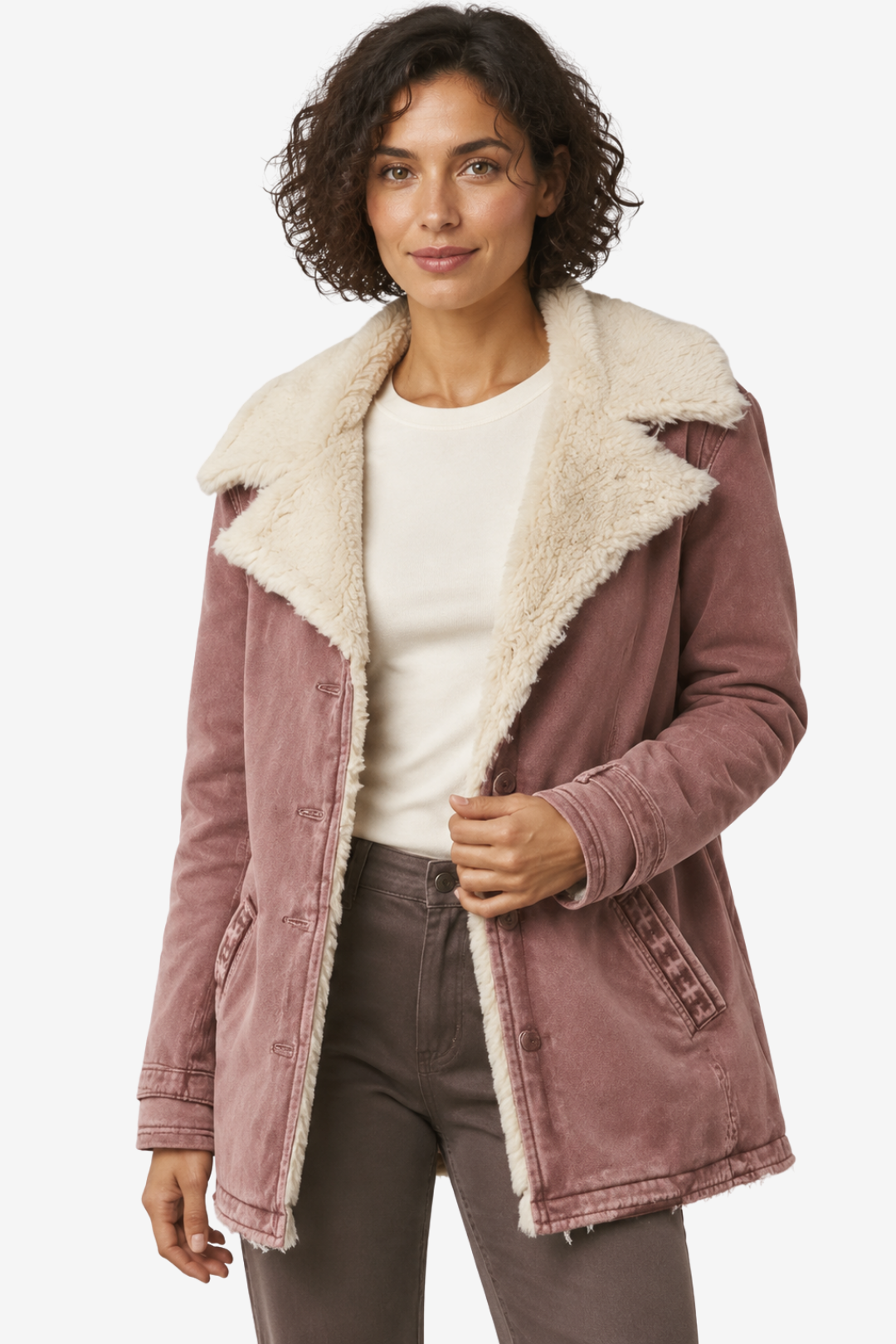 Elowen | Faux Suede Shearling Long Coat