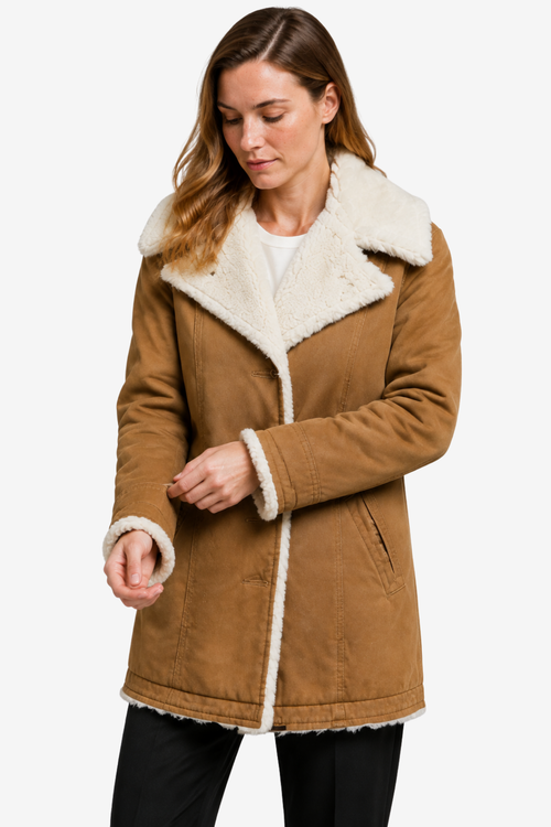 Elowen | Faux Suede Shearling Long Coat