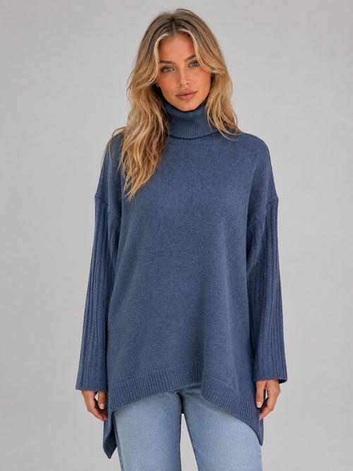 Elsie | Pull oversize long à col roulé