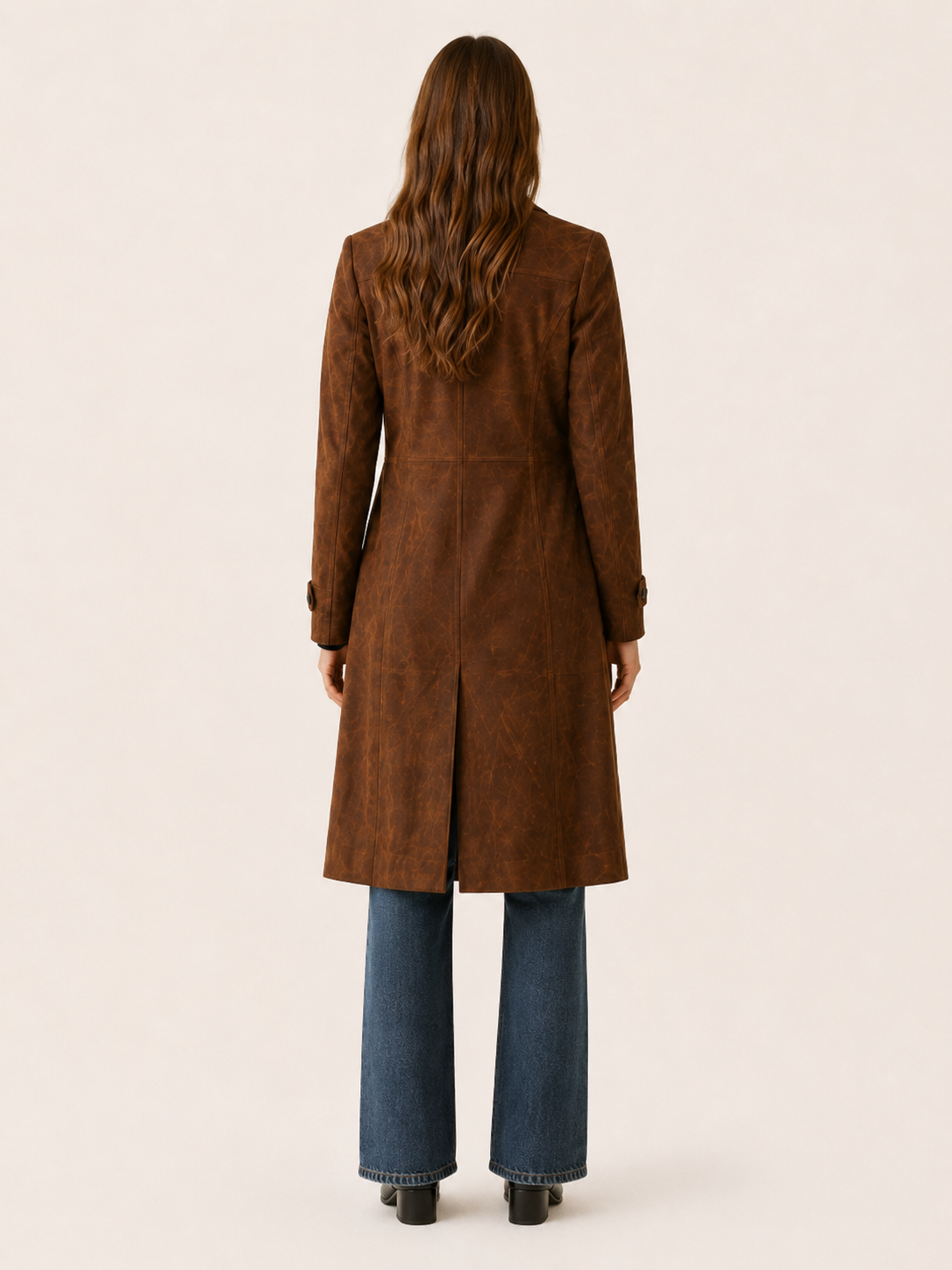 Lena | Leather Look Tailored Longline Coat