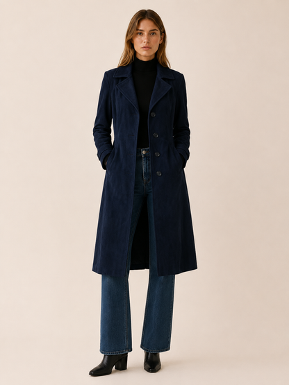 Lena | Leather Look Tailored Longline Coat