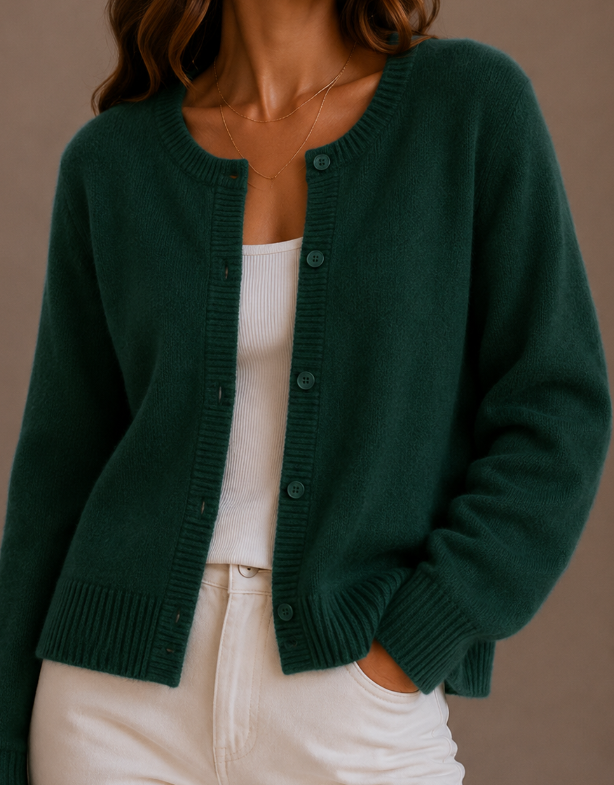 Emily | Knit Crew Neck Button Cardigan