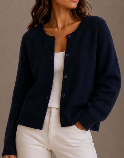 Emily | Knit Crew Neck Button Cardigan