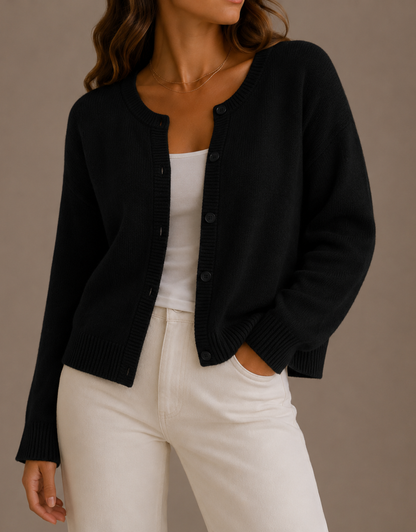 Emily | Knit Crew Neck Button Cardigan