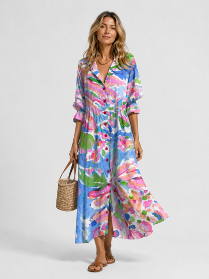 Eva Printed Shirt Midi Dress