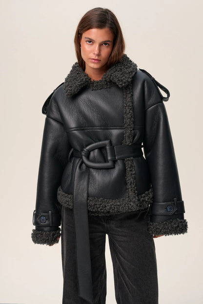 Eve | Belted Shearling Long Coat