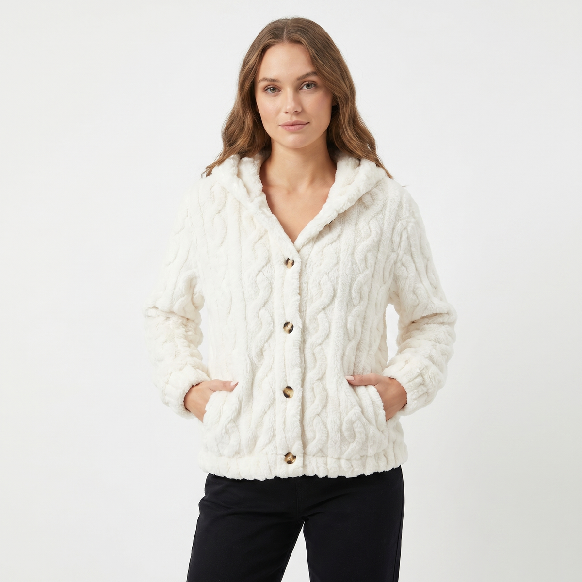 Fern | Fleece Hooded Cardigan