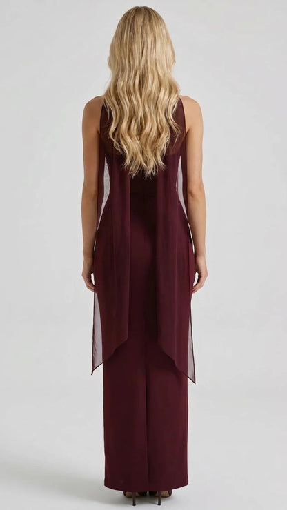 Francisca Bandage Mesh Sash Maxi Dress