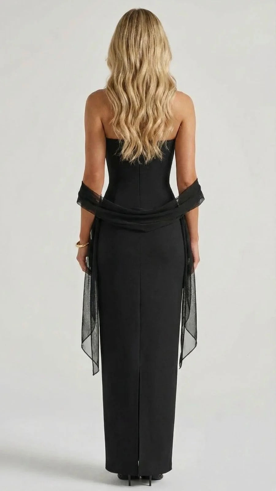 Francisca Bandage Mesh Sash Maxi Dress