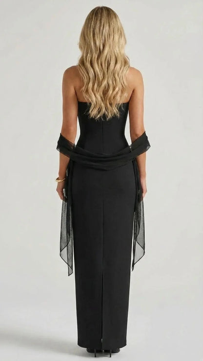Francisca Bandage Mesh Sash Maxi Dress