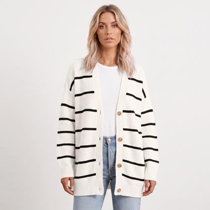 Freya | Ribbed Knit Button-Front Cardigan
