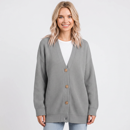 Freya | Ribbed Knit Button-Front Cardigan