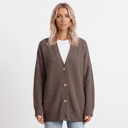 Freya | Ribbed Knit Button-Front Cardigan