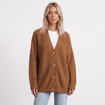 Freya | Ribbed Knit Button-Front Cardigan